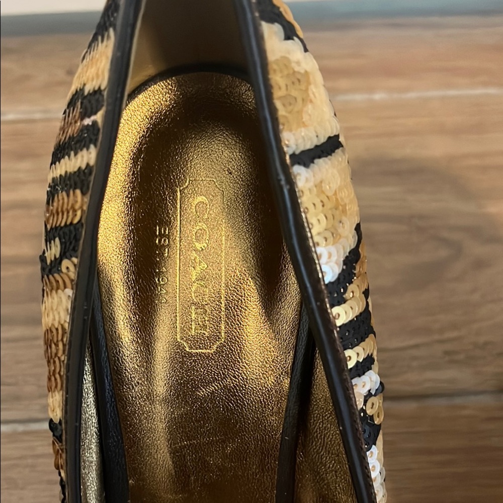 Coach Gold and Black Stiletto Heels - Picture 3 of 7